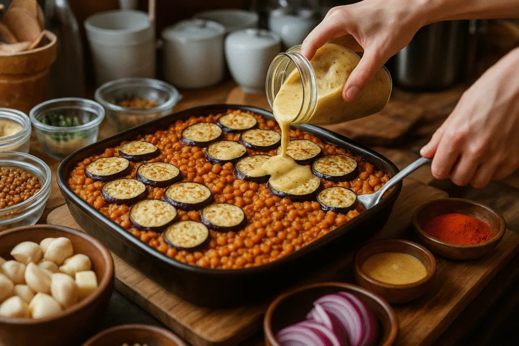lentils cashew bechamel