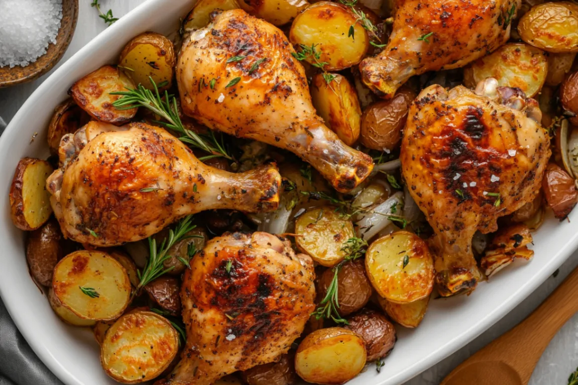 Oven Baked Chicken Legs with Potatoes