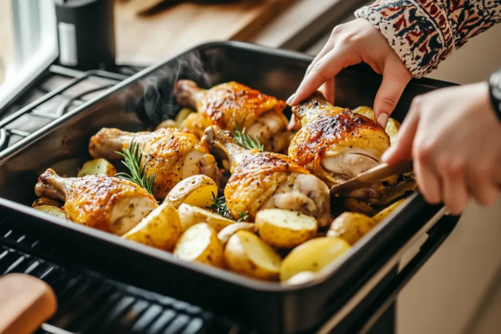 Oven Baked Chicken Legs with Potatoes