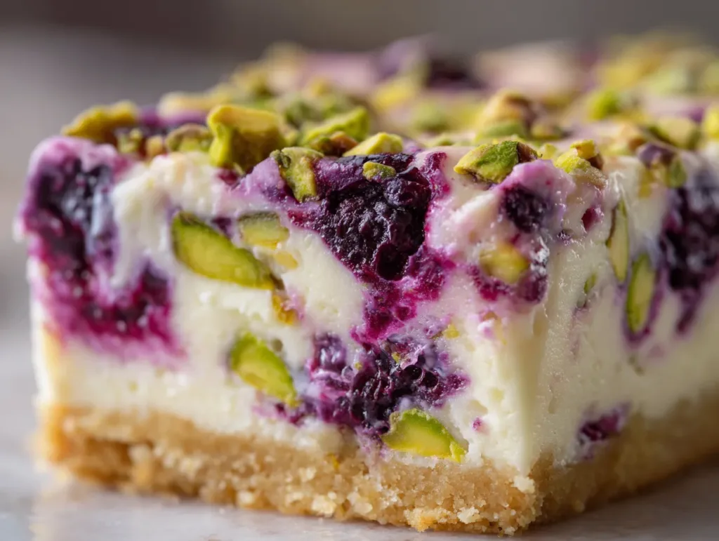 Blackberry Pistachio Dream Bars