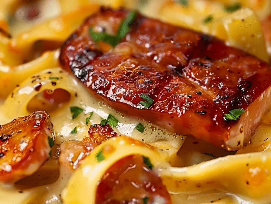 Cheesy Kielbasa Noodle Skillet