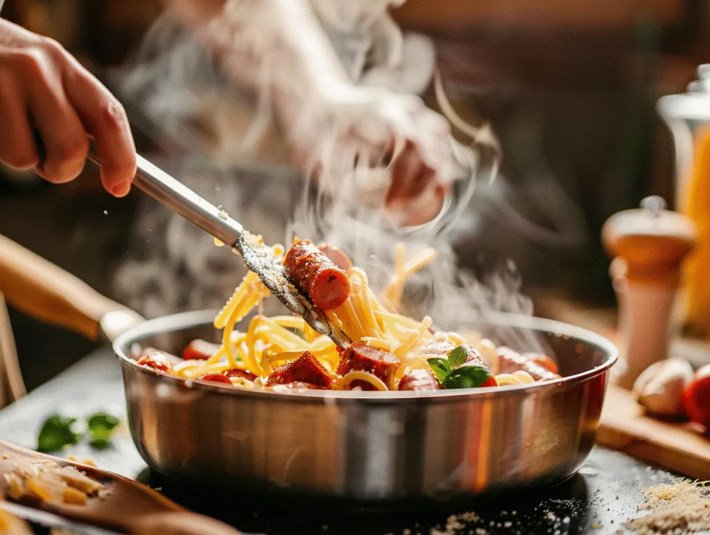 Garlic Parmesan Kielbasa Pasta