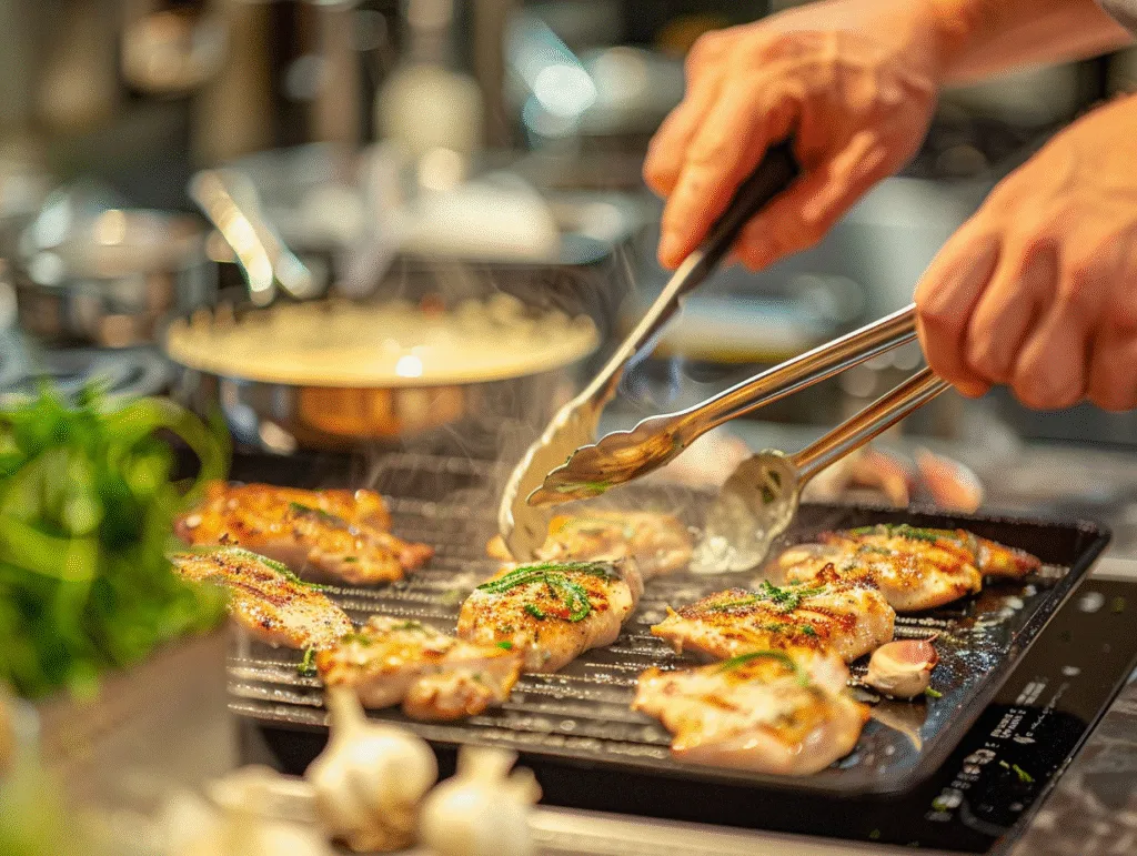 Grilled Chicken Bites with Creamy Garlic Sauce