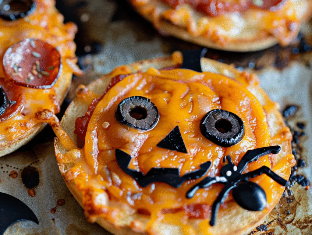 Mini Halloween pizzas