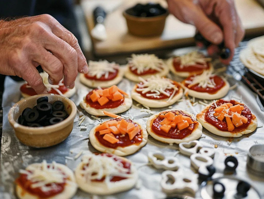 Mini Halloween pizzas