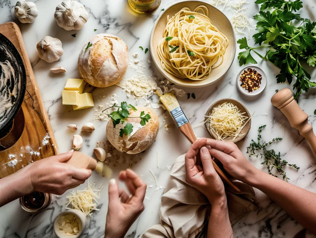 Spaghetti Garlic Bread Bowls