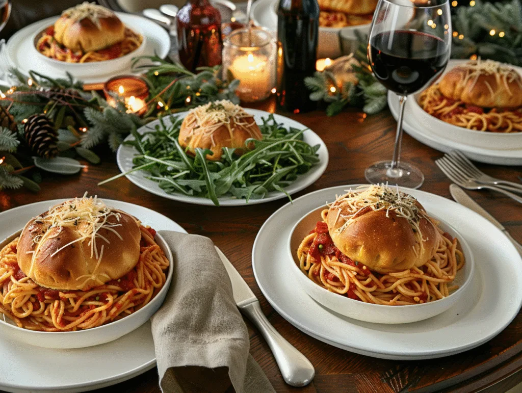 Spaghetti Garlic Bread Bowls