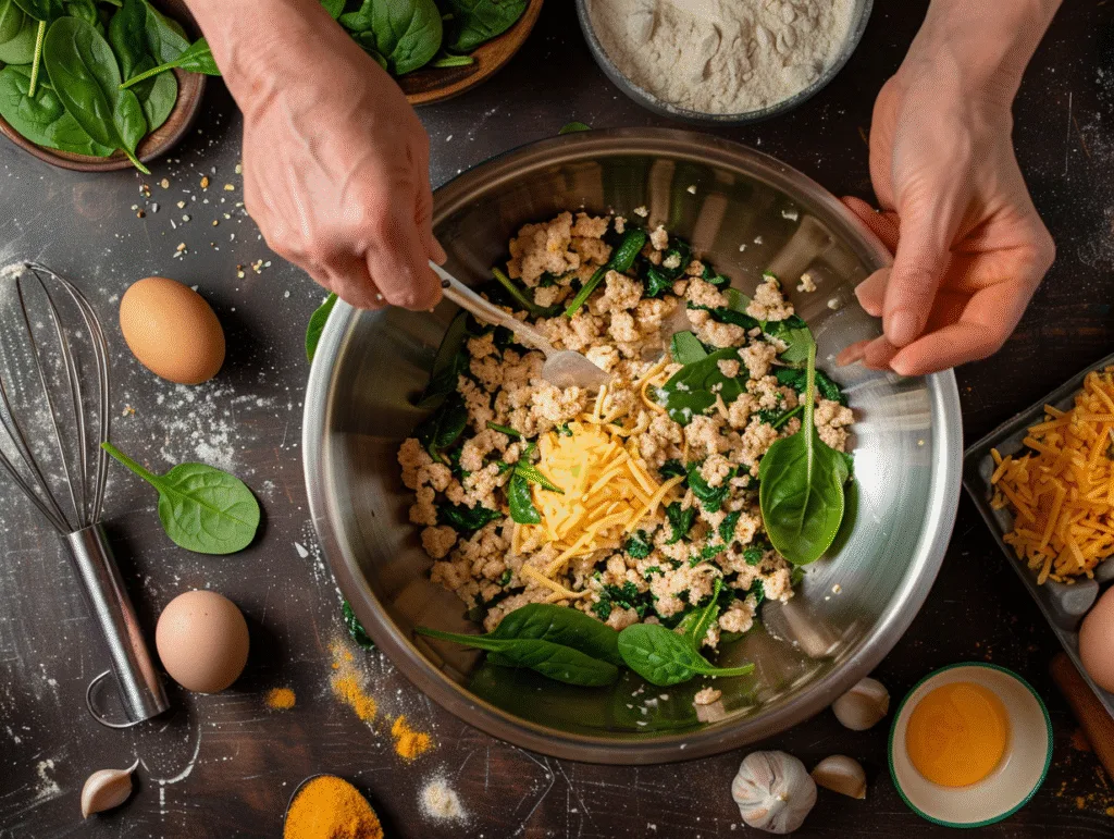Cheddar Spinach Chicken Burgers