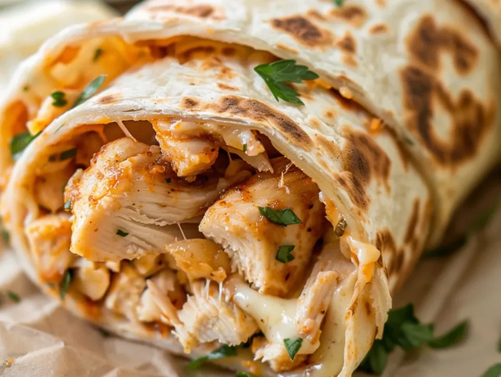 Cheesy Garlic Chicken Wraps