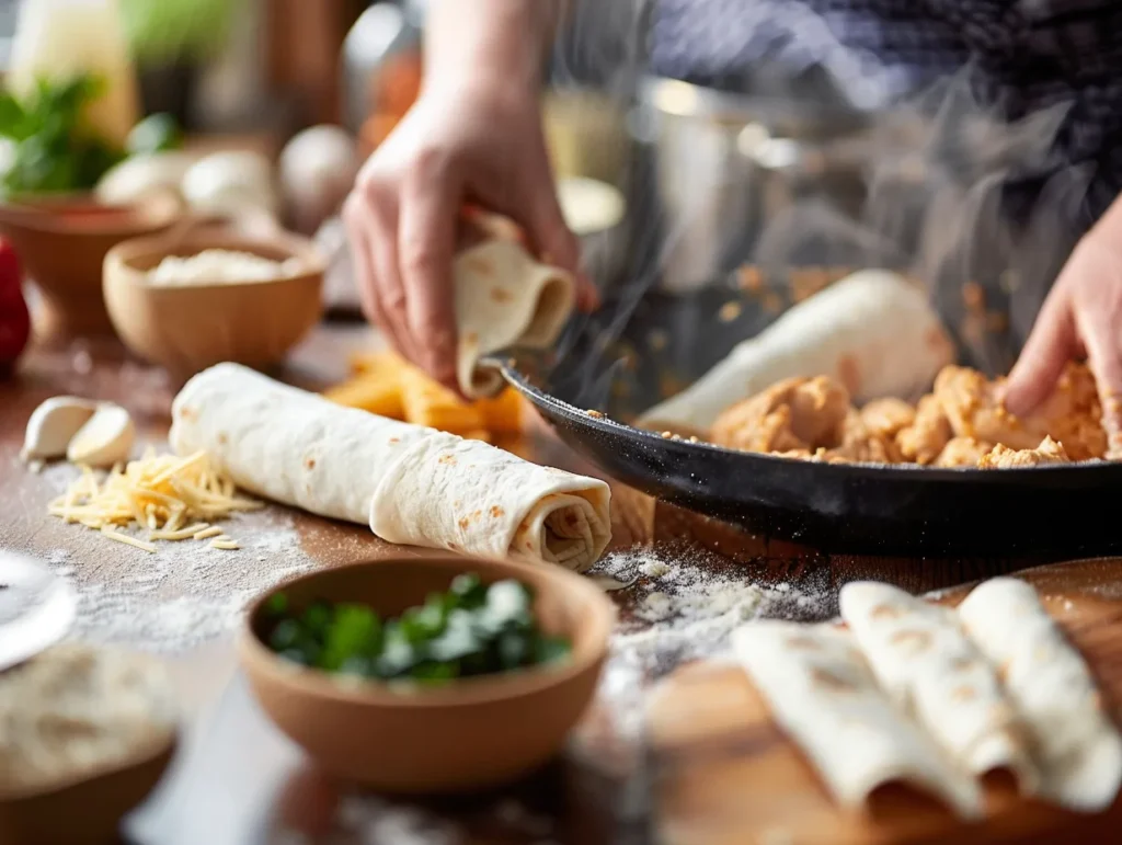 Cheesy Garlic Chicken Wraps