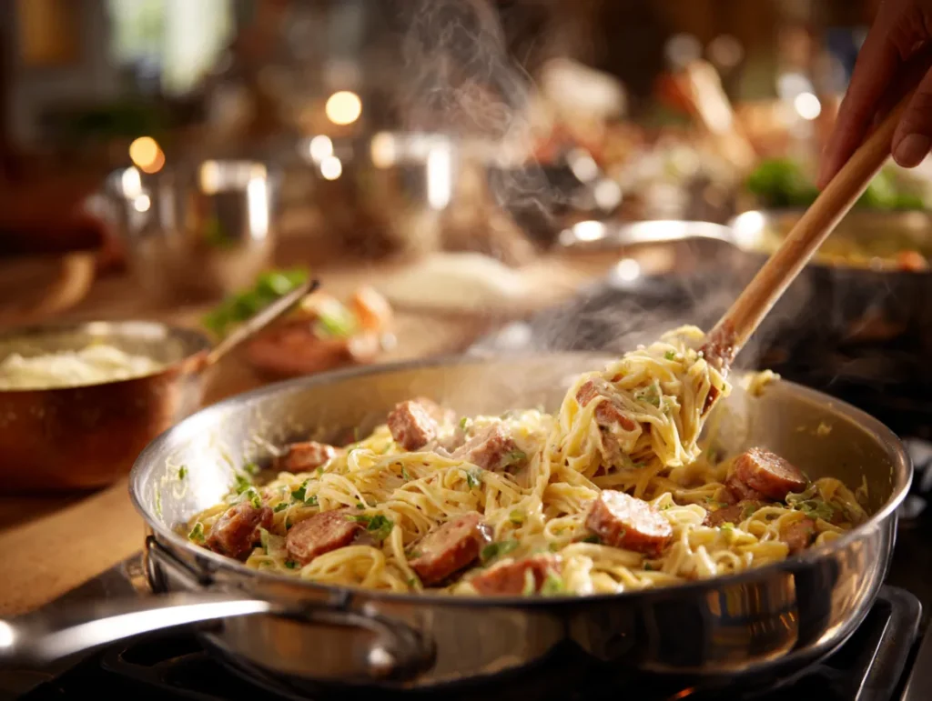 Cheesy Kielbasa Pasta