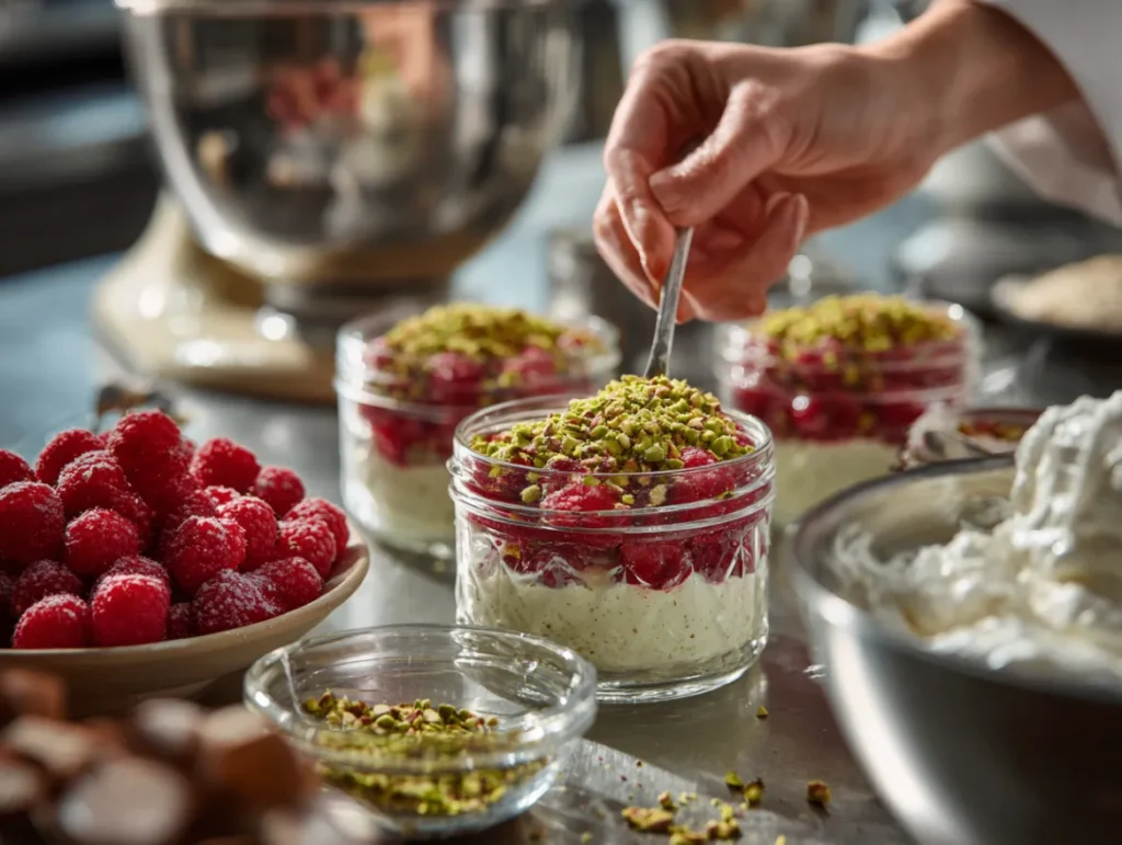 Raspberry Pistachio Mousse Cakes