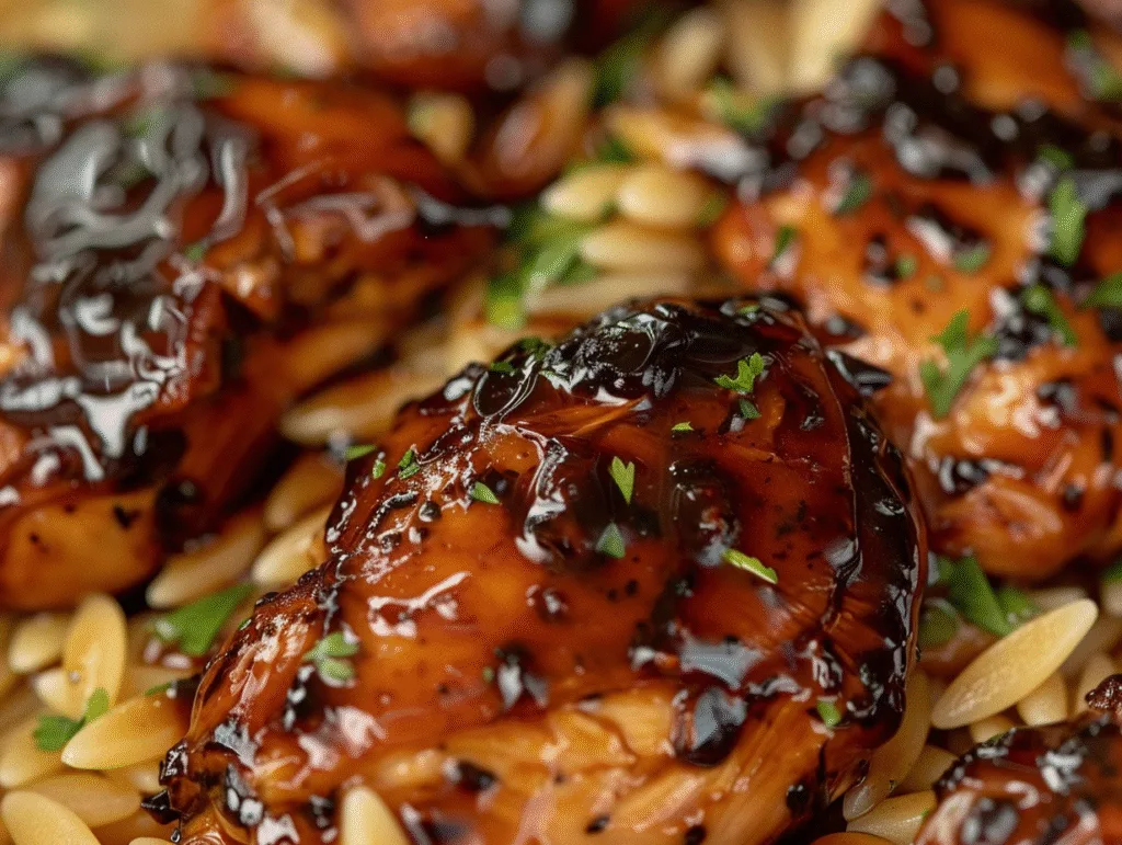 Savory Balsamic Chicken & Veggie Orzo