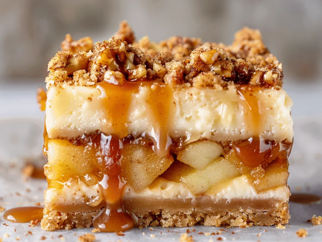 Caramel apple cheesecake bars