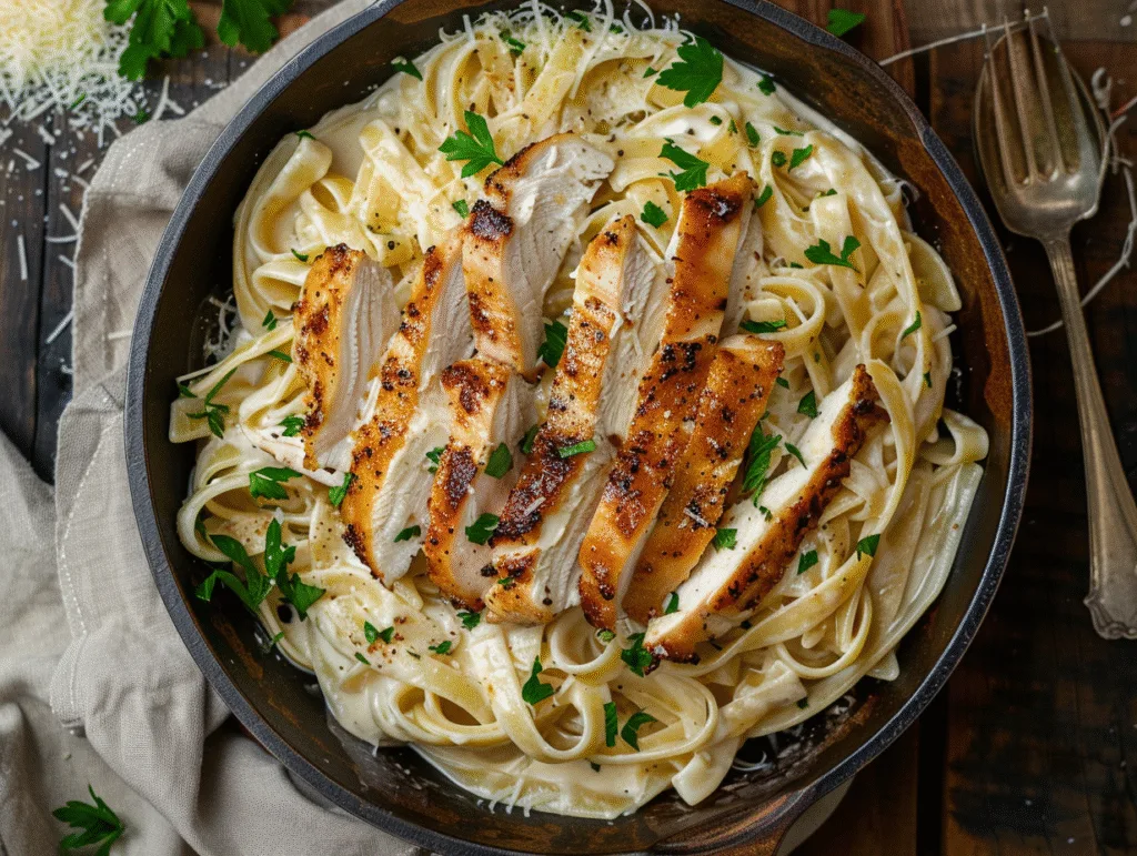 Creamy garlic parmesan chicken pasta 