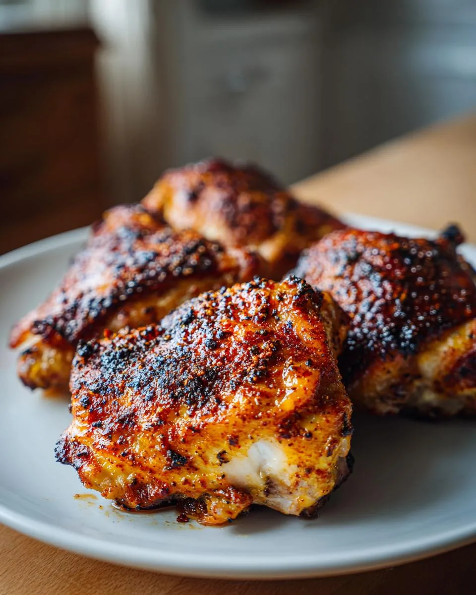 Close-up of perfectly roasted turkey thighs with crispy skin, seasoned and ready to serve.