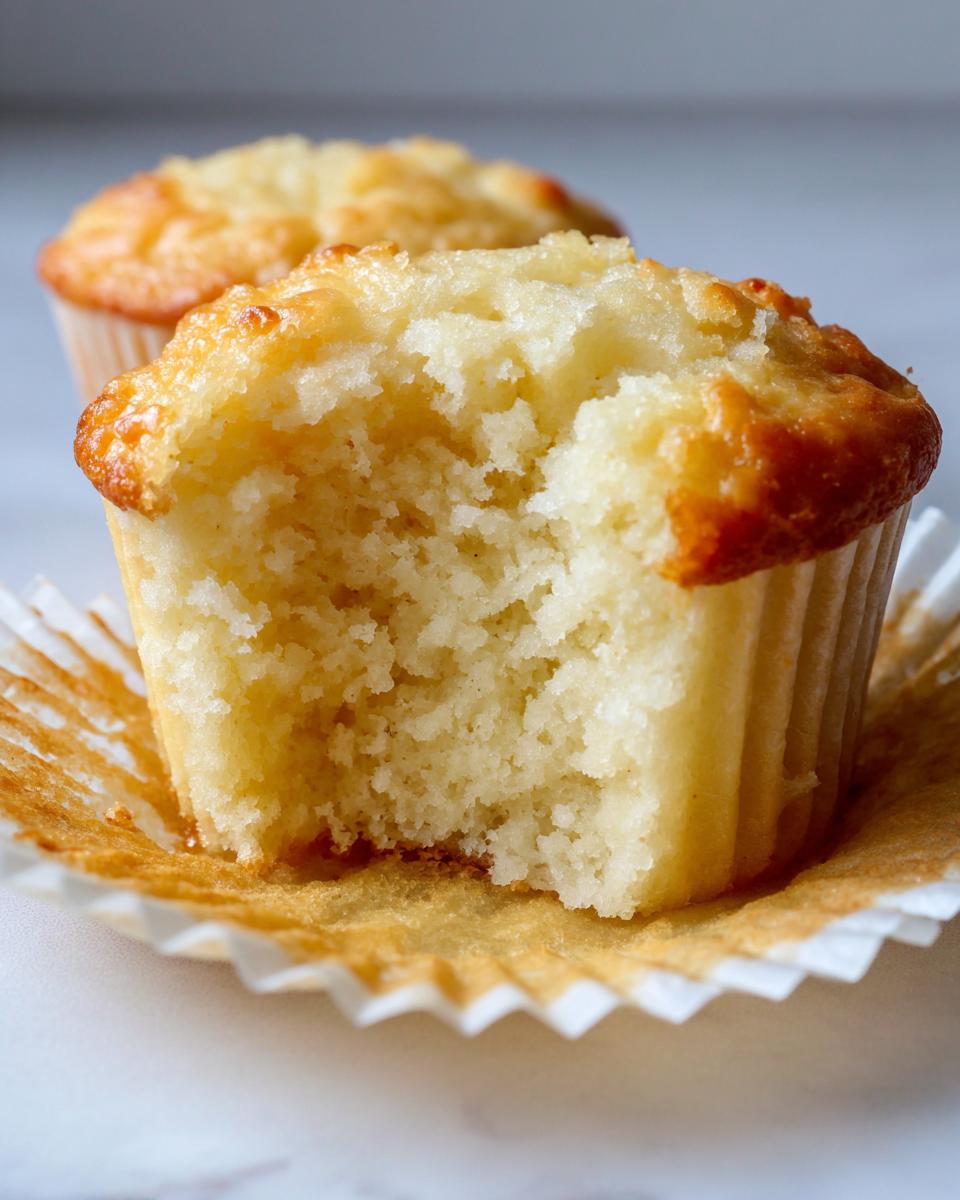 Moist vanilla cupcake with a bite taken out, showing soft crumb texture, easy cupcake ideas