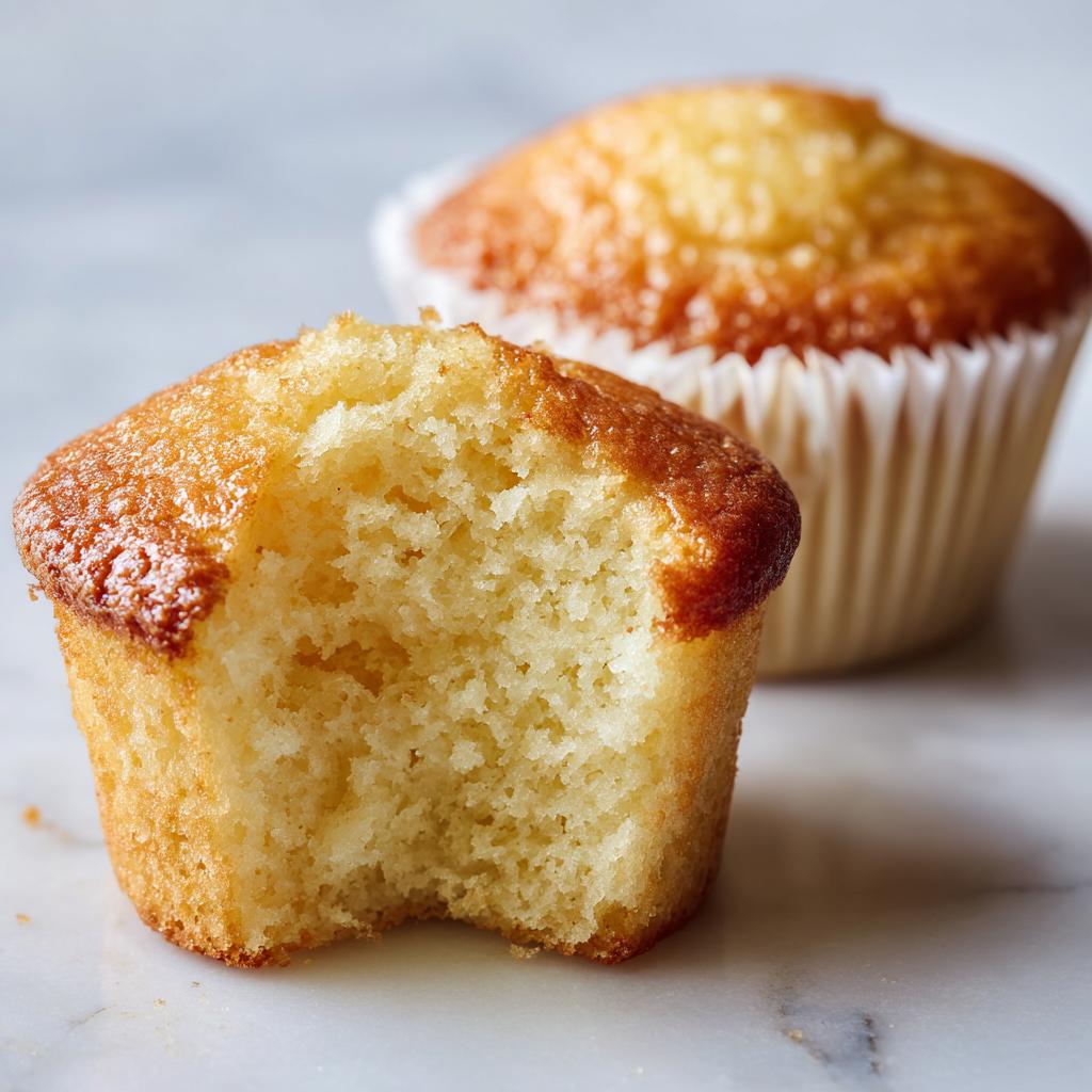 Close-up of a moist vanilla cupcake with a bite taken out, showcasing texture and crumb.