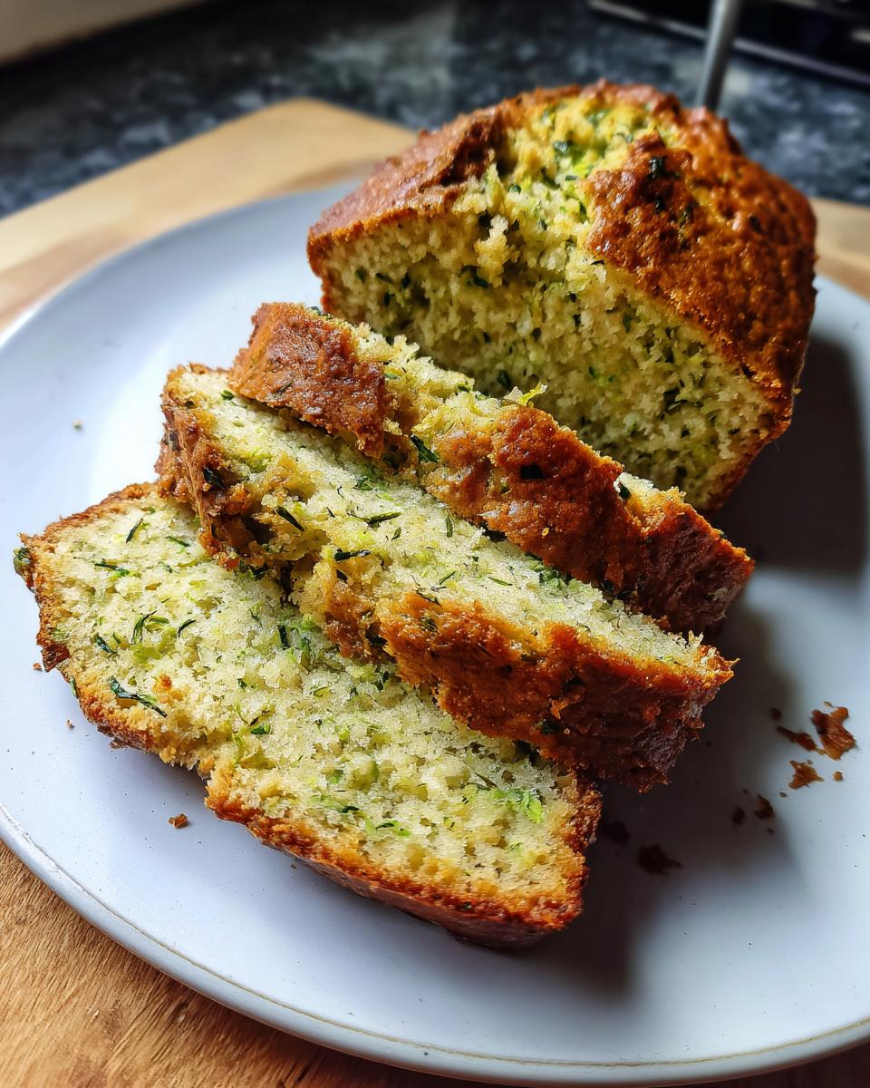 Close-up of sliced keto avocado bread showing moist texture and green flecks on a white plate.